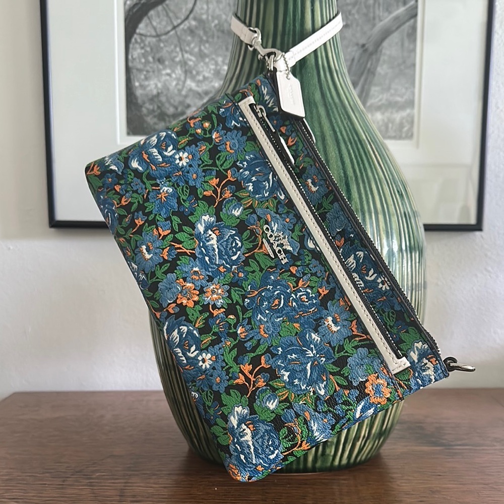 Coach Lyla Rose Blue Floral Clutch Wristlet